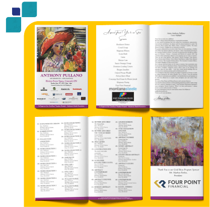 picture of a pages of booklets about painting show on yellow background.
