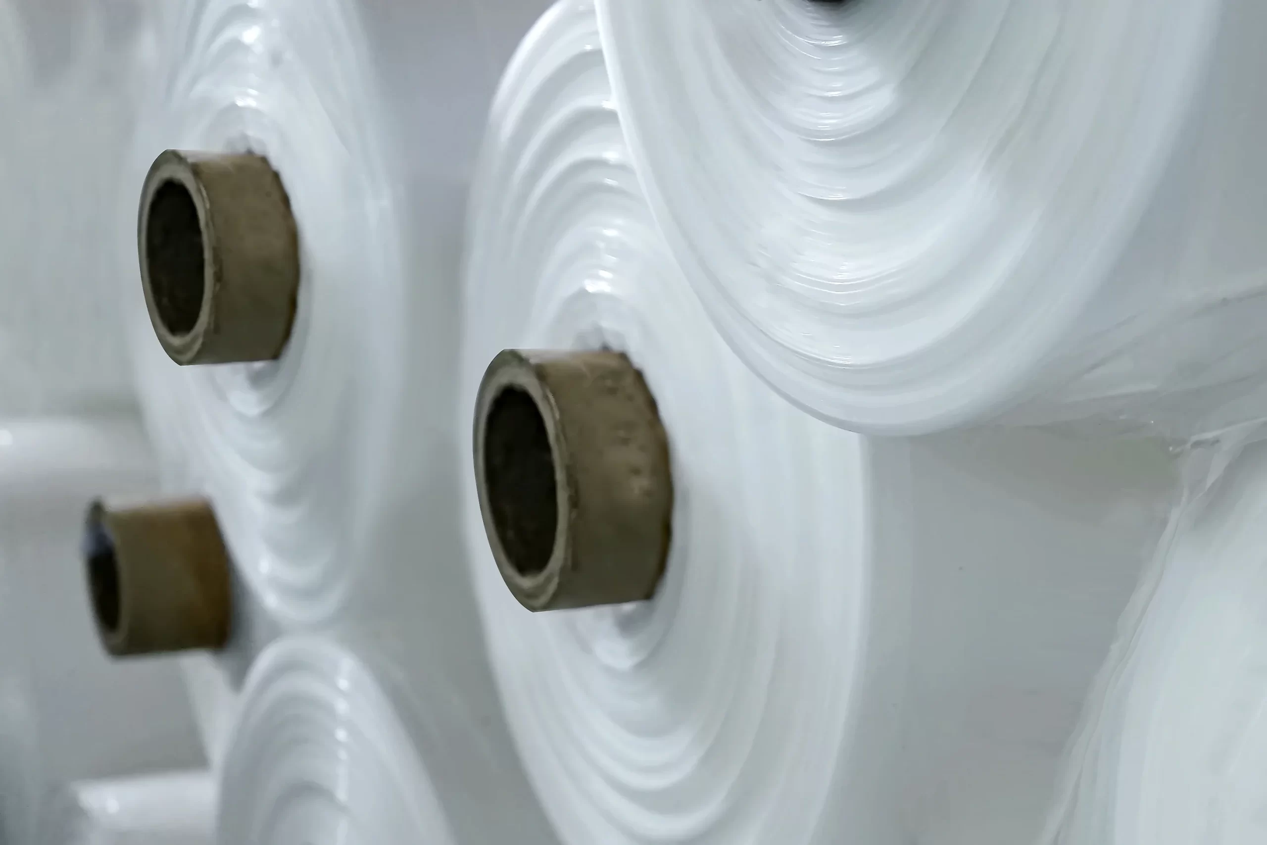 Roll of white or clear LLDPE plastic film Roll of white or clear LLDPE plastic film