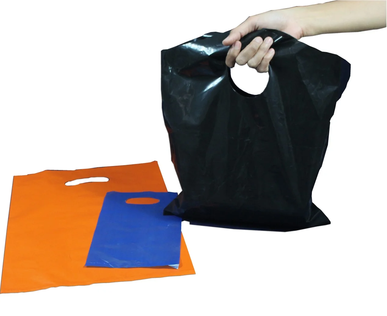 Multicolored HDPE plastic bags typically used in markets and stores Multicolored HDPE plastic bags typically used in markets and stores