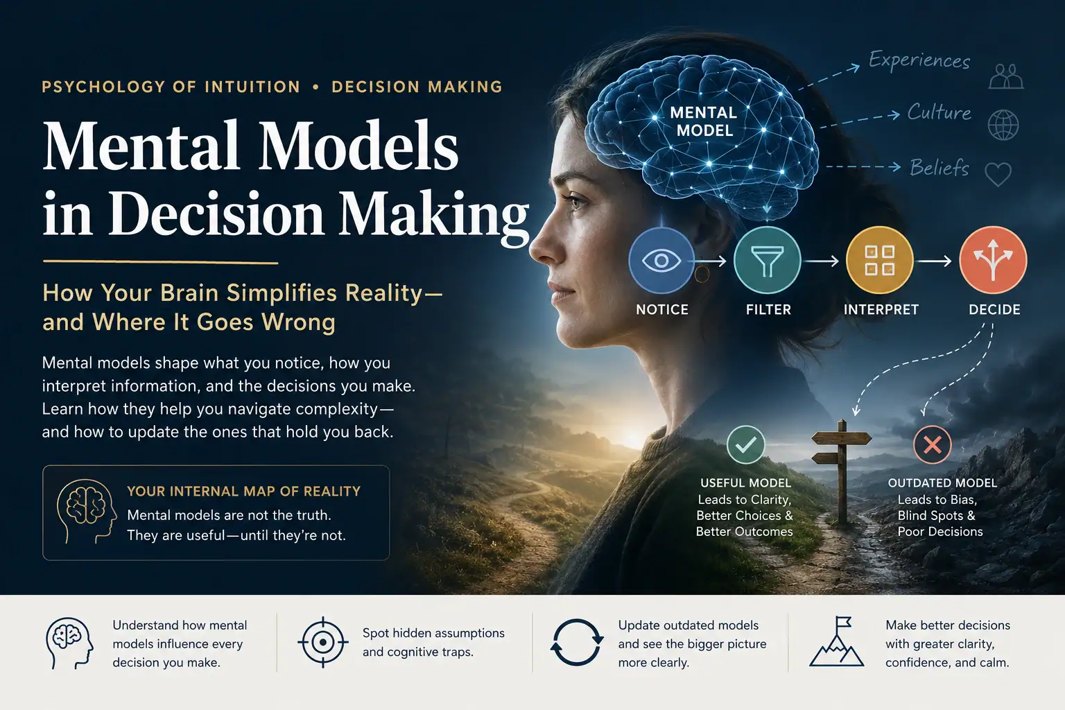Mental models in decision making showing how the brain filters and interprets information