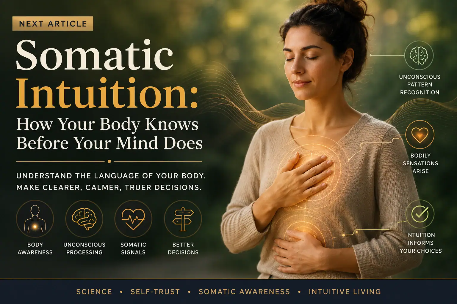 Somatic intuition showing bodily signals, unconscious processing and intuitive decision-making