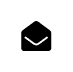 Black envelope icon with a white background.