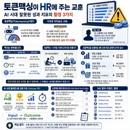 토큰맥싱이 HR에 주는 교훈, AI 시대 잘못된 성과 지표의 함정 3가지 인포그래픽