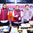 Polda Jambi pampang barang bukti dan pelaku pengedar ganja ke Jambi, Rabu | pld