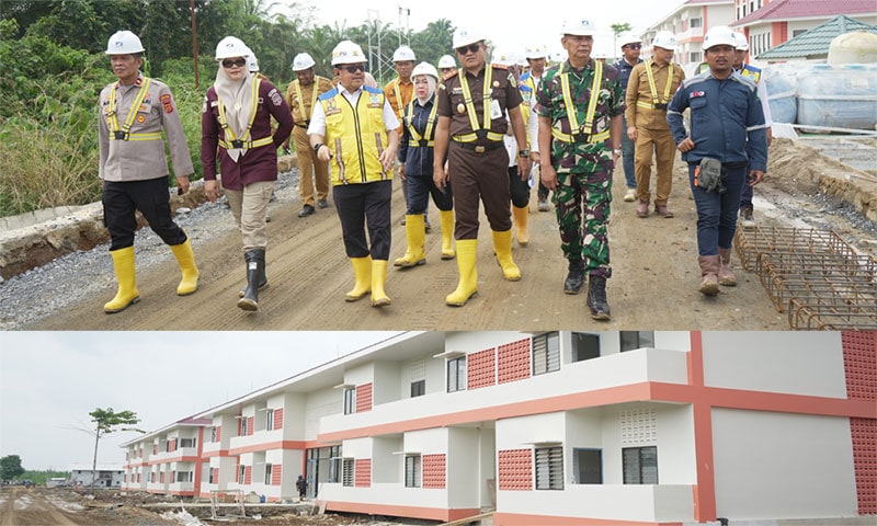 Bupati Tanjabtim, Dillah Hikmah Sari, meninjau program pembangunan Sekolah Rakyat, di Kecamatan Geragai | dki-tjt