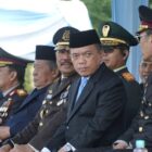 Gubernur Jambi, Al Haris, pada acara peringatan Hari Bhayangkara ke-80, di Lapangan Garuda, Kantor Gubernur Jambi, Rabu 1 Juli 2026 | fad