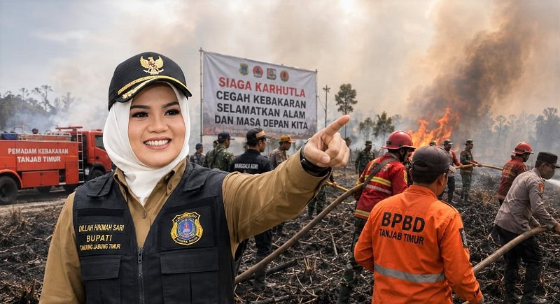 Bupati Tanjung Jabung Timur, Dillah Hikmah Sari, melarang para camat meninggalkan wilayah masing-masing di saat kemarau masih berkepanjangan | dok. dki-tjt
