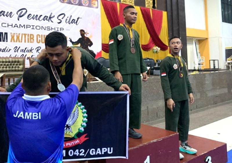 Pratu Andrian Firdaus Juara 2 ajang nasional Open Championship Piala Pangdam XX/TIB Cup 2026 cabang pencak silat militer | penrem