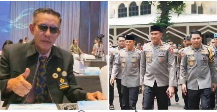 Mursyid Sonsang (kiri), Kapolri Jenderal Pol Sayudi Ario Seto bersama para perwira tinggi Mabes Polri (kanan) | dok