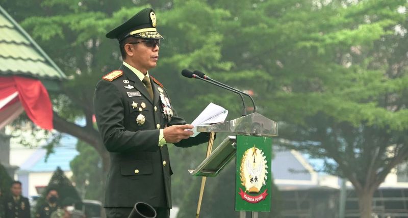 Danrem 042 Garuda Putih memimpin upacara HUT ke-81 TNI di Lapangan Makorem Garuda Putih, Senin | prm