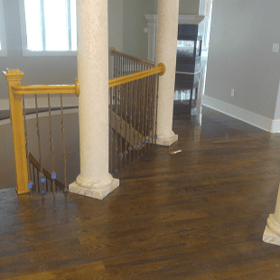After stair landing hardwood floor refinishing