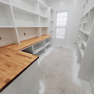 Before home office hardwood flooring project