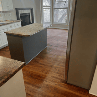 After kitchen hardwood flooring installation