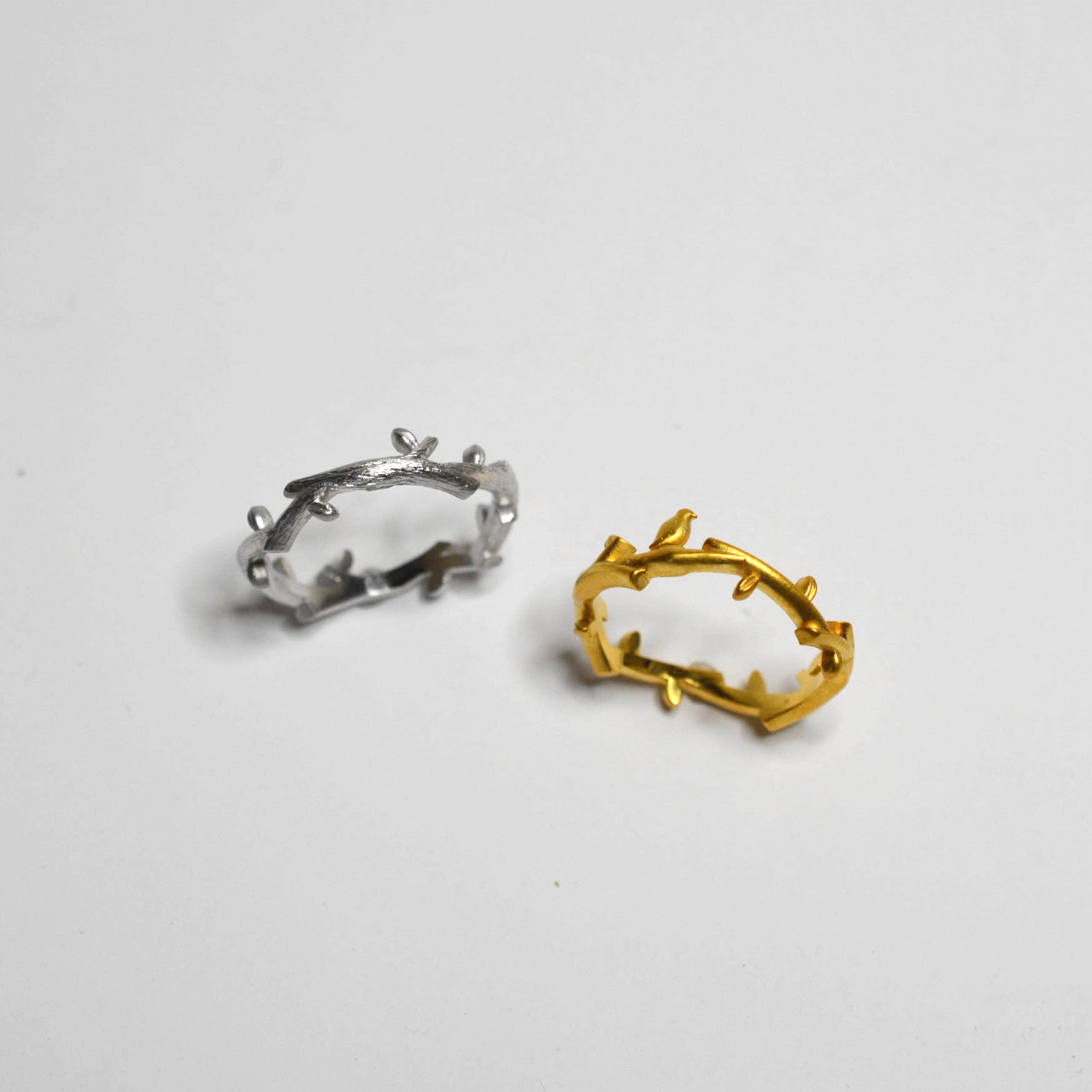 小鳥と葉っぱ付きの枝リング | オーダーメイド・手作り結婚指輪のJEWEL 