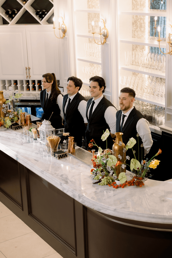 Bar setup with beer, wine and spirits for a Houston event