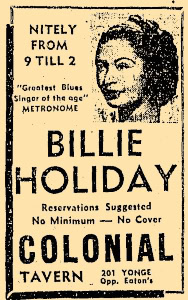 Billie Holliday poster at the colonial