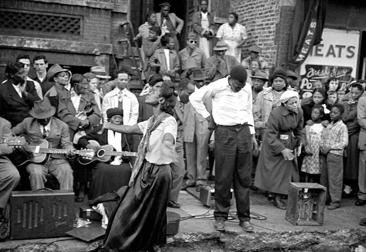 early blues played in the street drew crowds