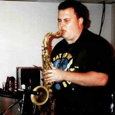 Pat Carey playing sax