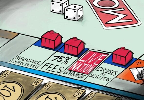 The Live Nation-Ticketmaster cartoon Monopoly in Canada