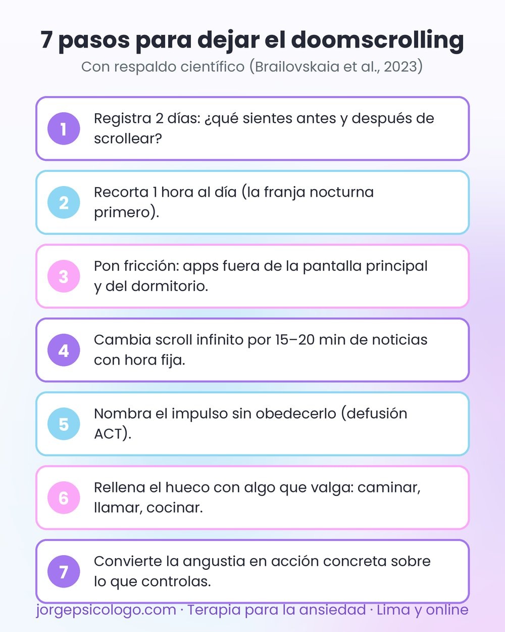 Infografía: 7 pasos con respaldo científico para dejar el doomscrolling