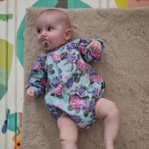 baby romper. wearing Australian handmade children's clothing by Karousel Kids