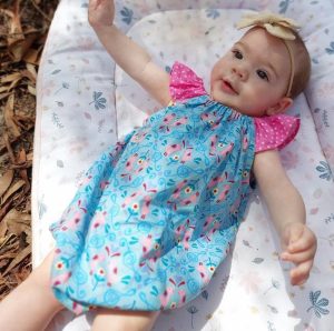 Baby Seaside Cotton Romper Shown on model