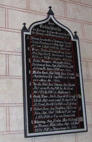 Kriegertafel vom Krieg 1870/1871