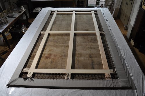 Ritter-Bild im Atelier – Bildrückseite