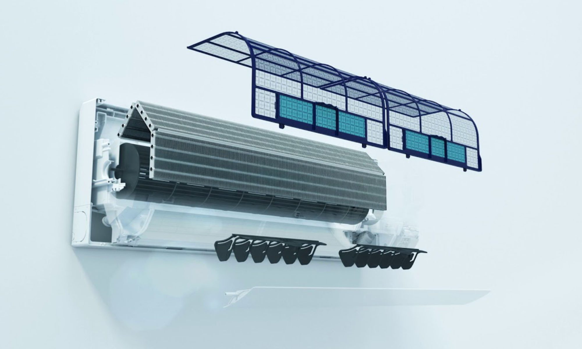 Klima-uređaj rasklopljen i skinuti filtri - dubinsko pranje klime