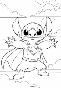 Stitch Superman kolorowanka do druku
