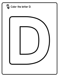 Duża litera D kolorowanka do druku