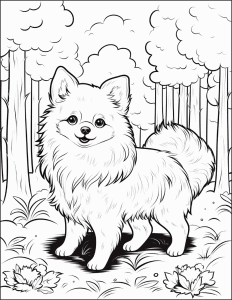 Puchaty mały piesek kolorowanka w prostej ilustracji