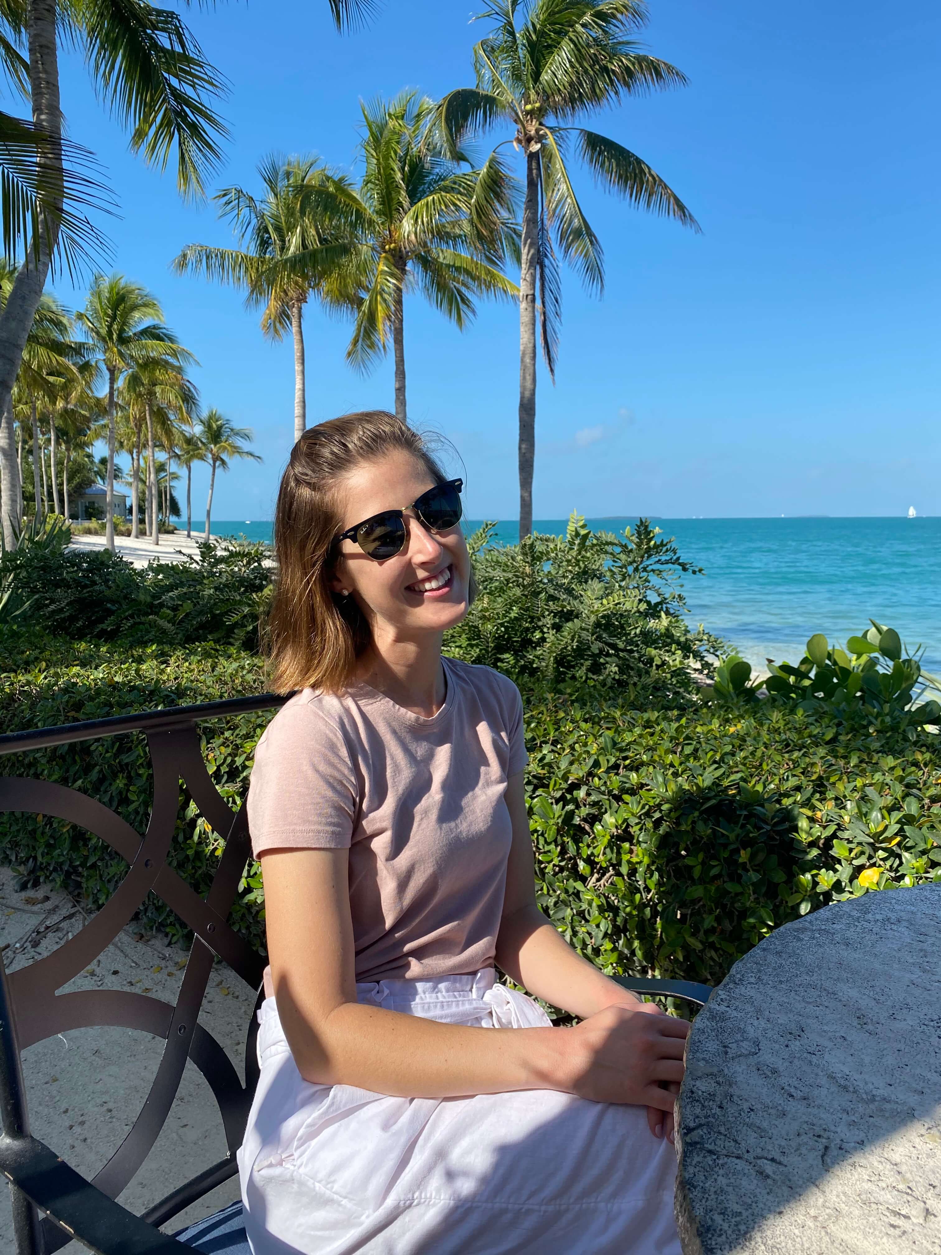 woman and palm trees