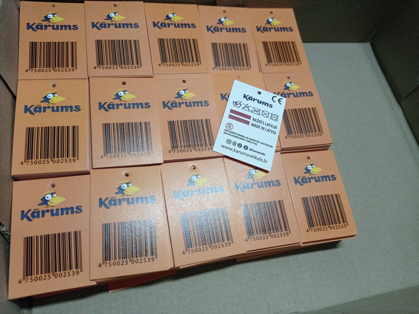 Sierīņa Karums produktu etiķetes