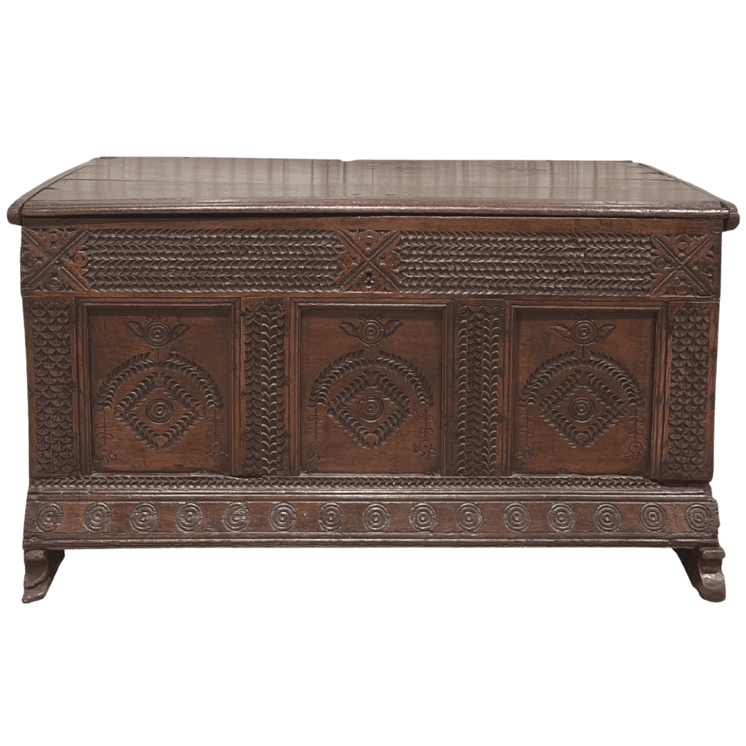 English Carved Oak Blanket Chest #2