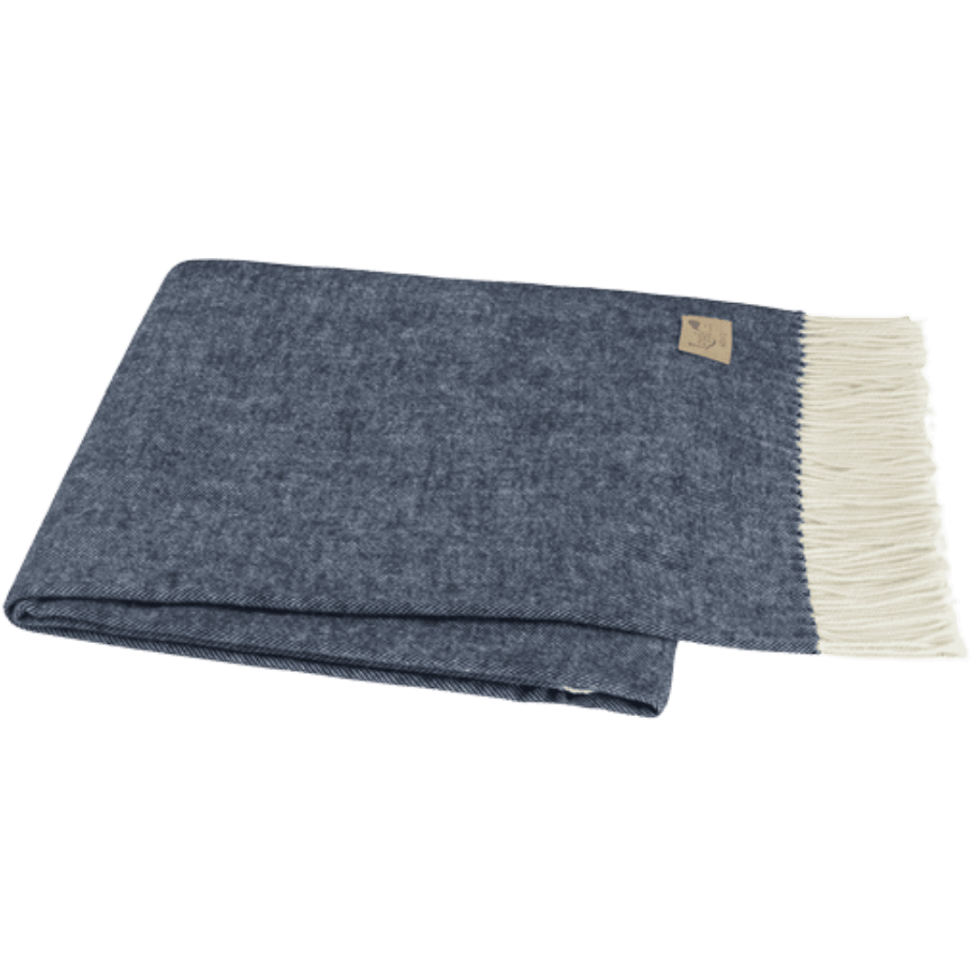 Italian Herringbone Throw - Navy Blue