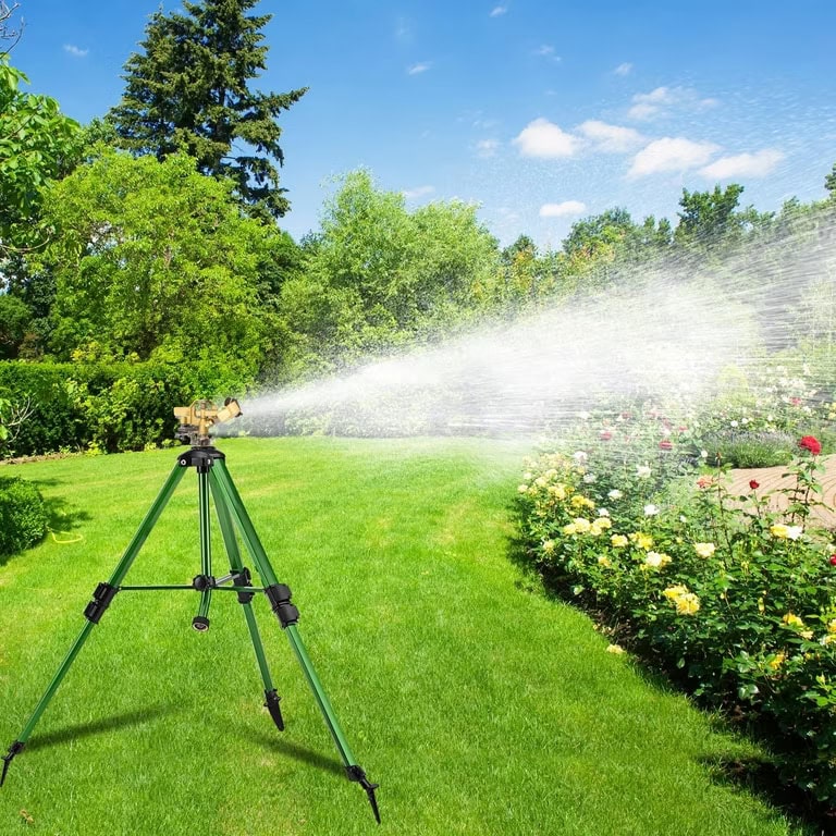 Tripod Sprinkler Drip Irrigation with Lighting - Lawn Panther Landscaping, Turf & Weed Control - Fuquay-Varina