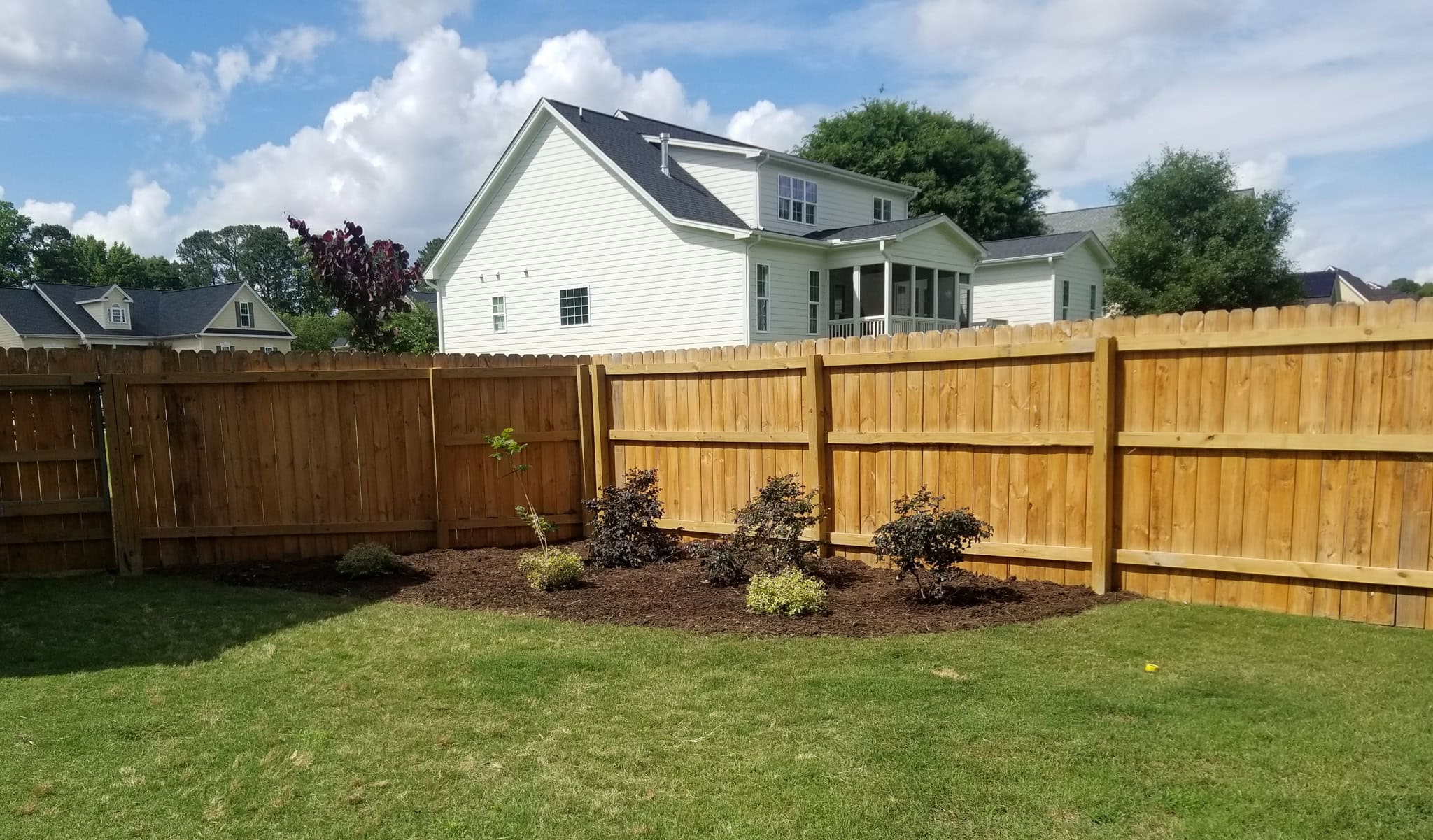 Fencing in a yard before we plant the beds in North Carolina by Lawn Panther