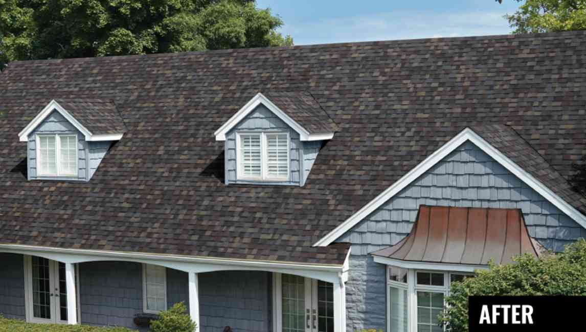 After picture of roof of house.