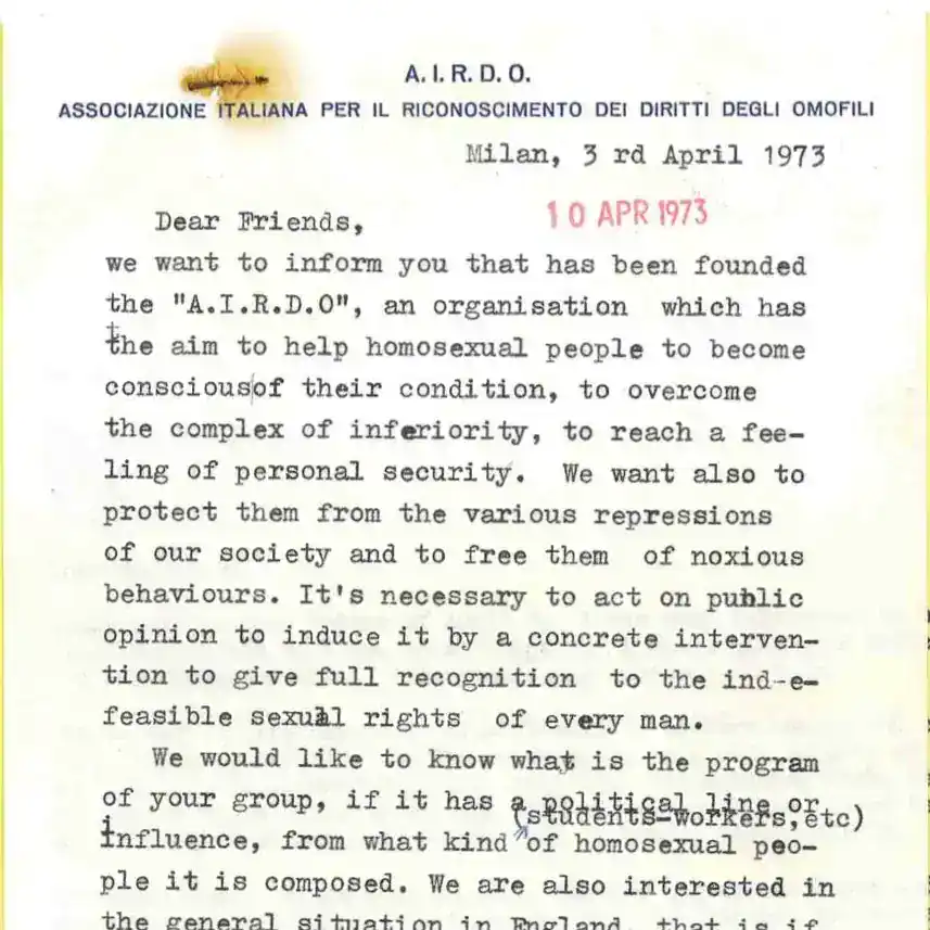 L’AIRDO: storia dell’associazione omofila che  si contrappose al Fuori!