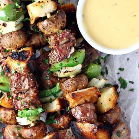 Grilled Philly Cheese Steak Kabobs
