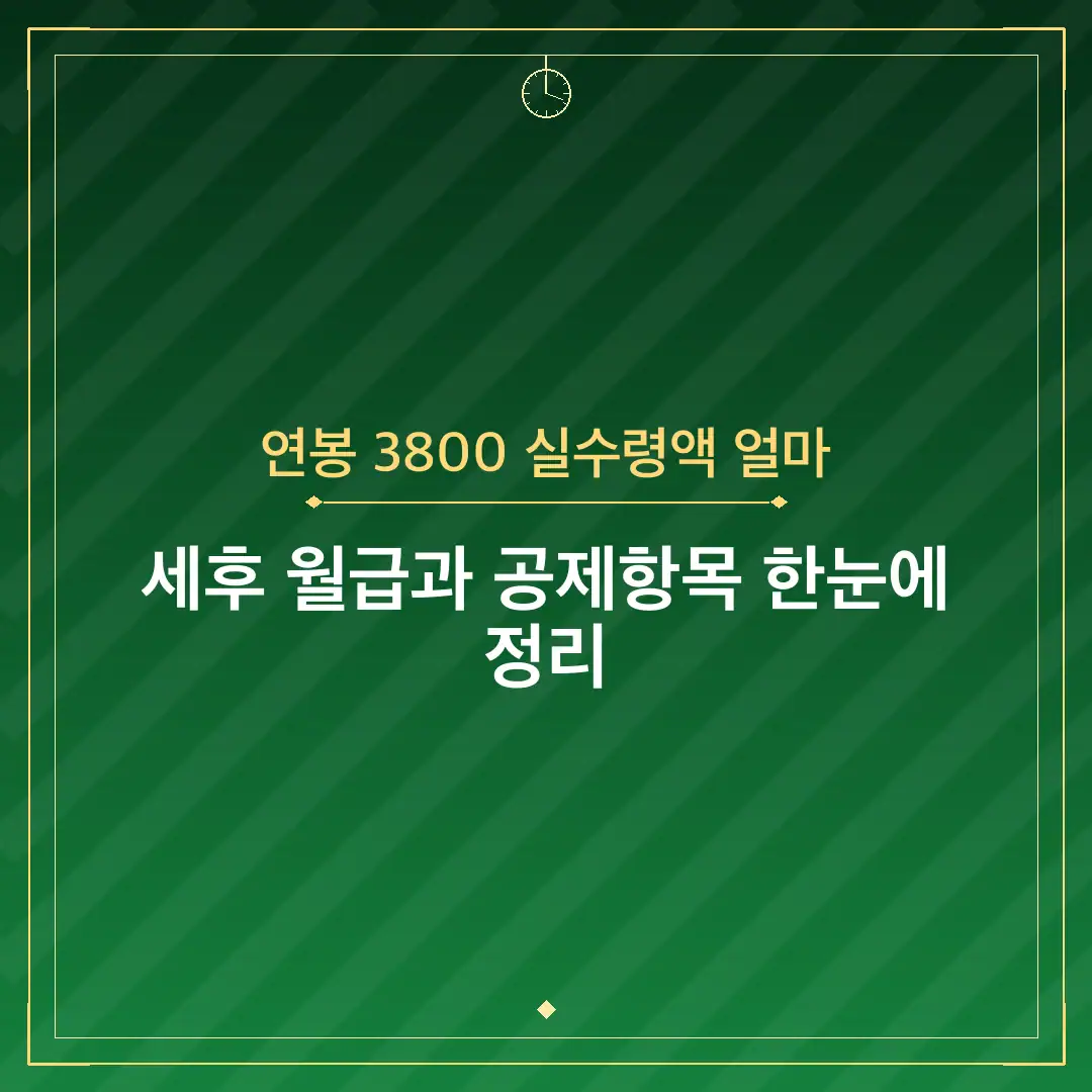 연봉 3800 실수령액 얼마