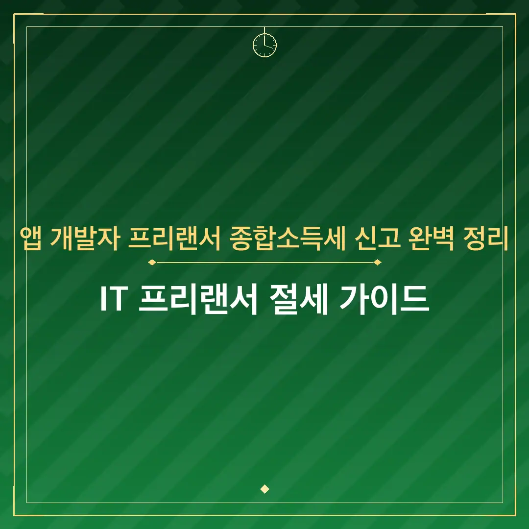 앱 개발자 프리랜서 종합소득세 신고 완벽 정리