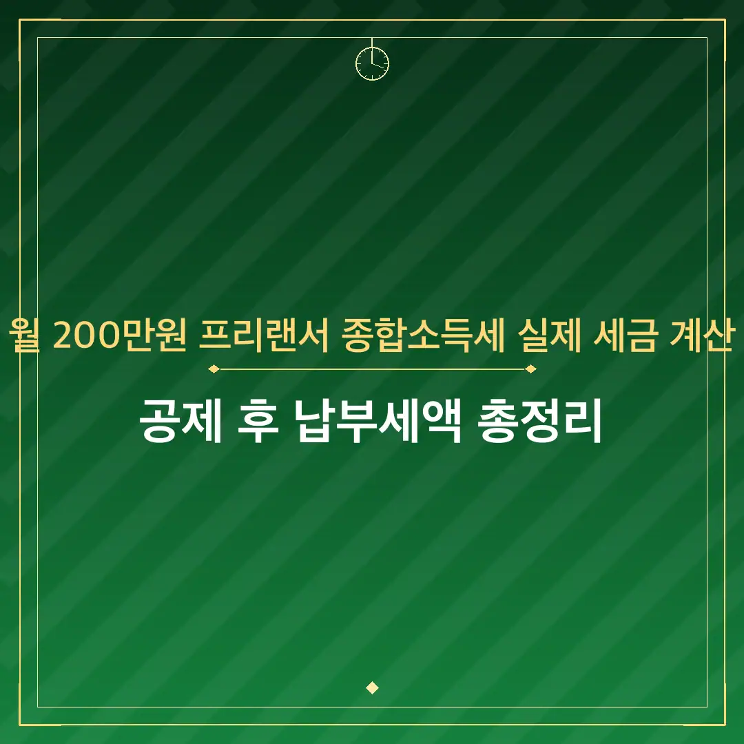 월 200만원 프리랜서 종합소득세 실제 세금 계산
