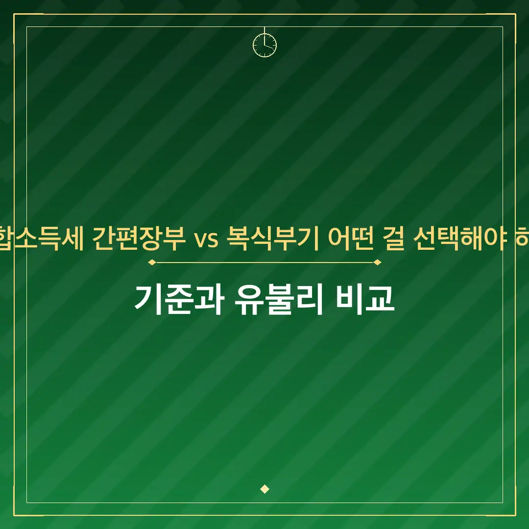 종합소득세 간편장부 vs 복식부기 어떤 걸 선택해야 하나