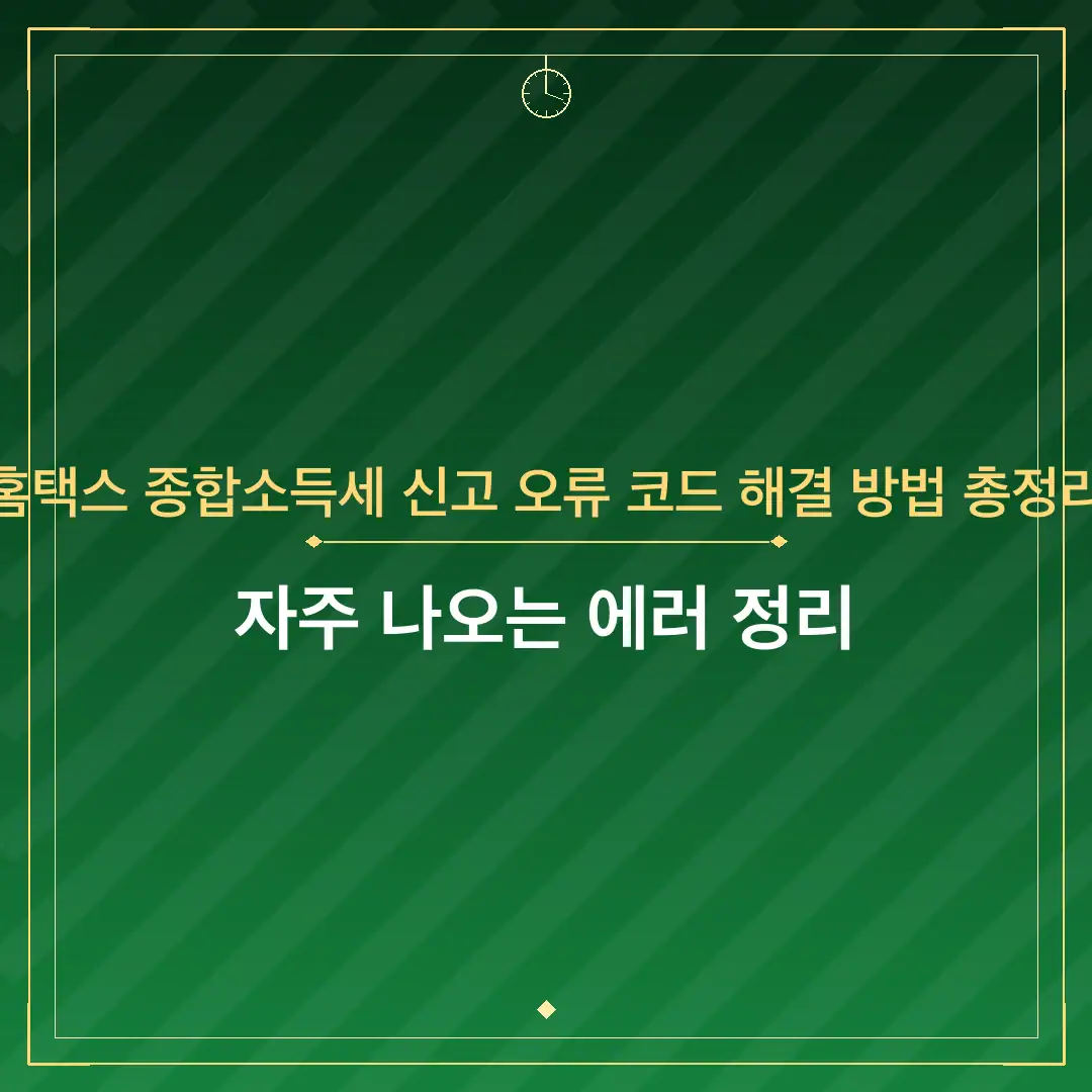 홈택스 종합소득세 신고 오류 코드 해결 방법 총정리