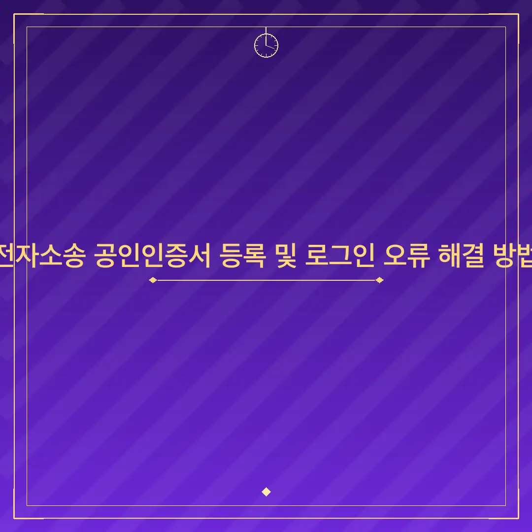 전자소송 공인인증서 등록 및 로그인 오류 해결 방법