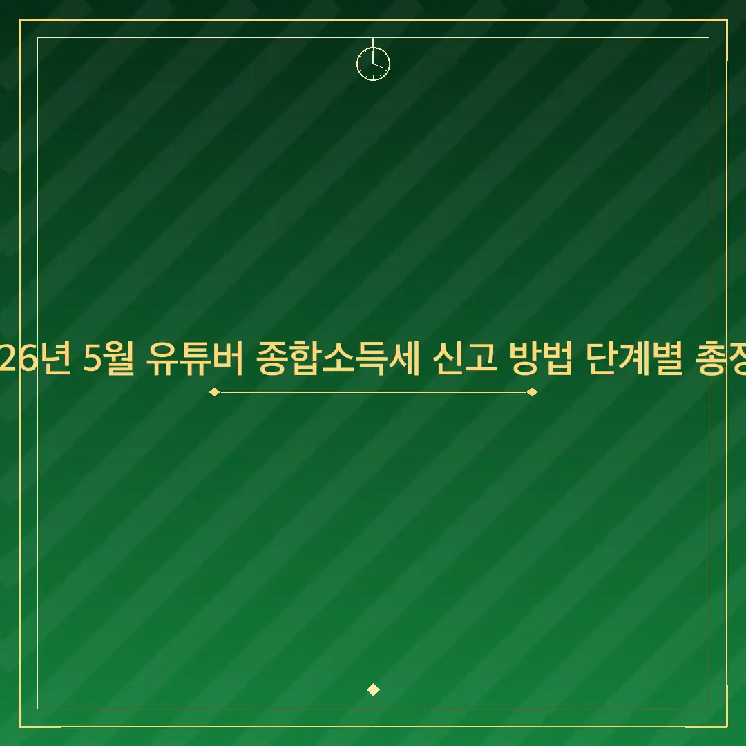 2026년 5월 유튜버 종합소득세 신고 방법 단계별 총정리