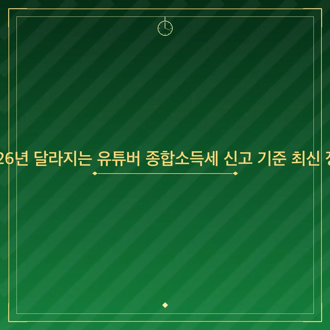 2026년 달라지는 유튜버 종합소득세 신고 기준 최신 정리