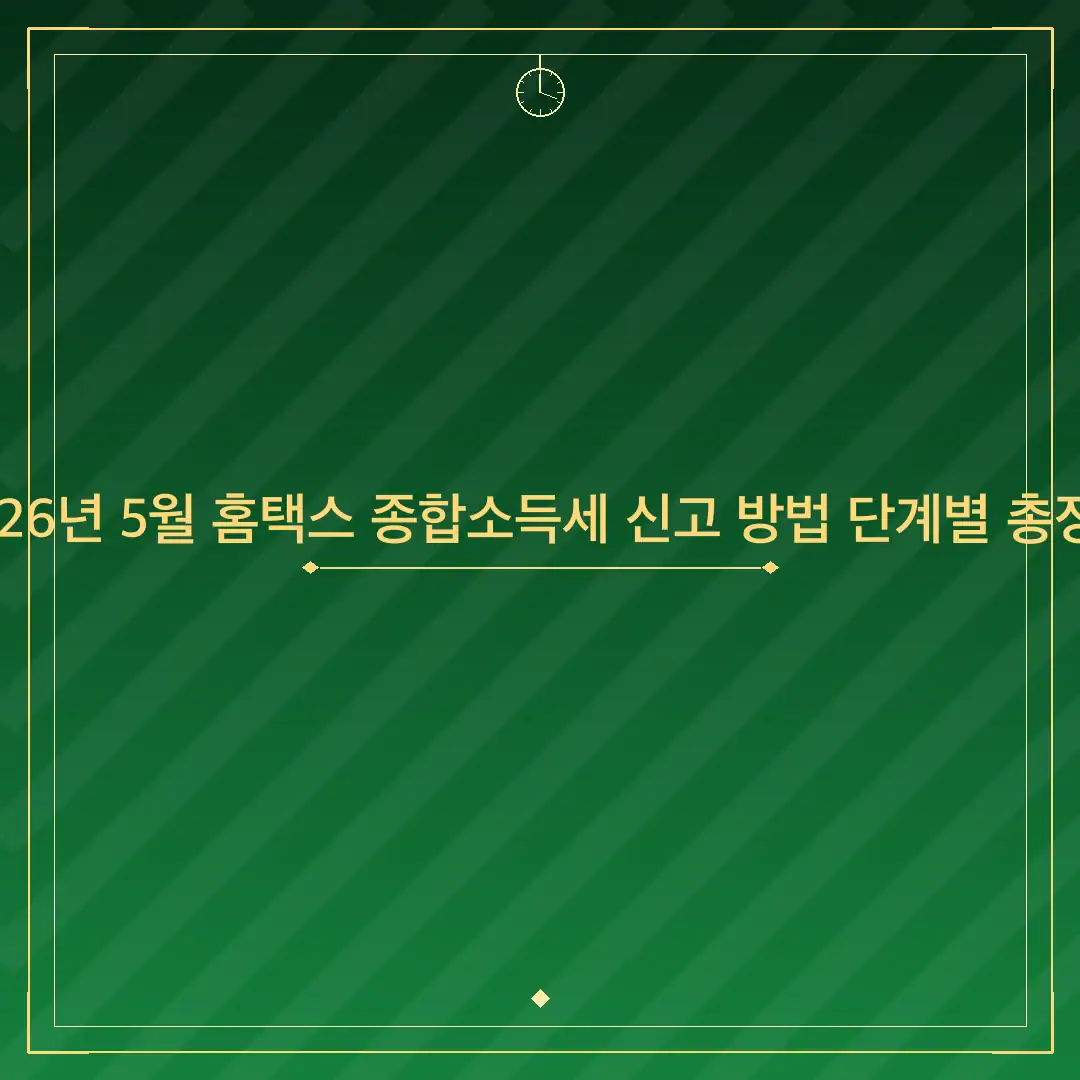 2026년 5월 홈택스 종합소득세 신고 방법 단계별 총정리